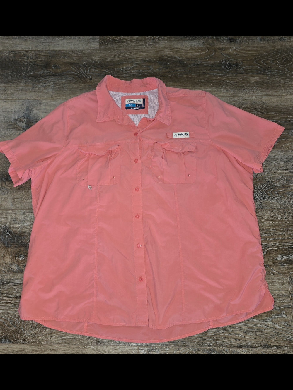 Magellan Womens Laguna Madre Vented Fishing Shirt 2X Pink Salmon Outdoors